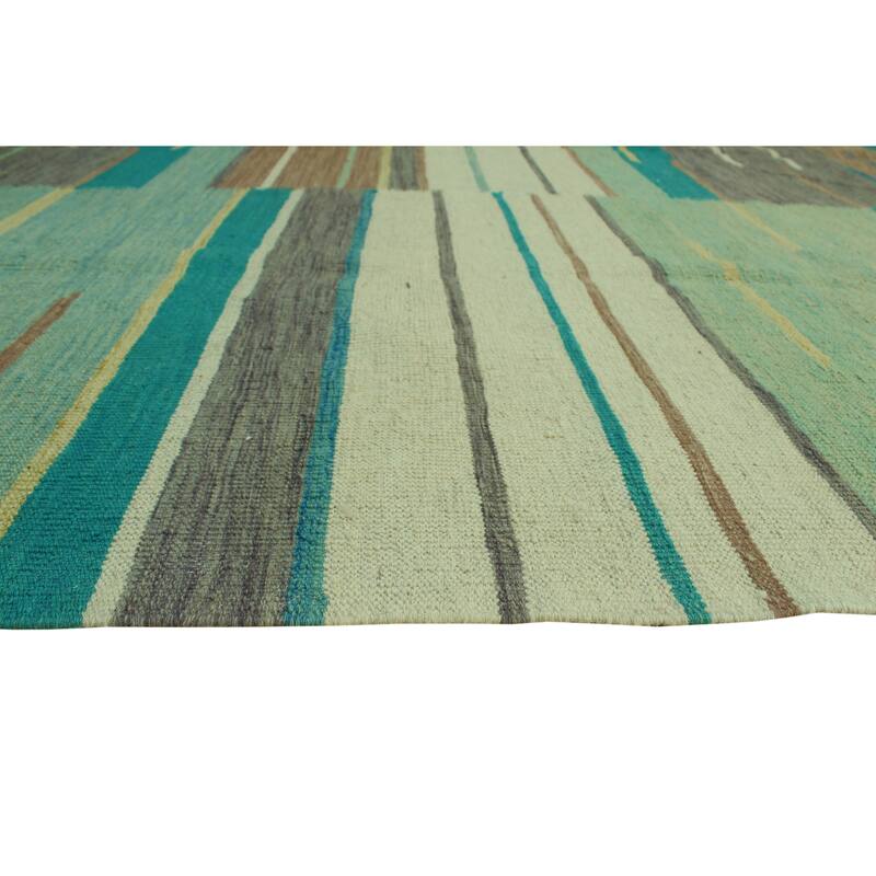 Hand-Woven Winchester Kilim Lanny Ivory/Lt. Green Rug - 8'4" x 11'3"