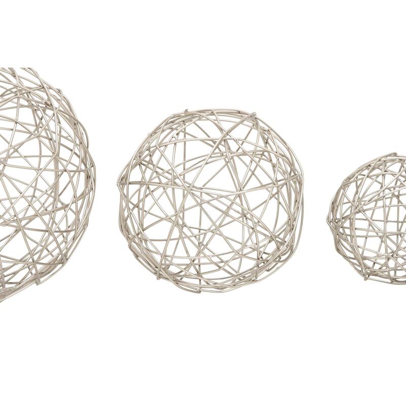 Metal Geometric Decorative Sculpture - Set of 3 Silver - Roche River Decor