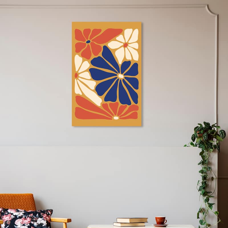 Wynwood Studio Canvas Floral and Botanical Modern Asian Flowers Brown and Ochre Modern & Contemporary Wall Art Canvas Print - 20 x 30