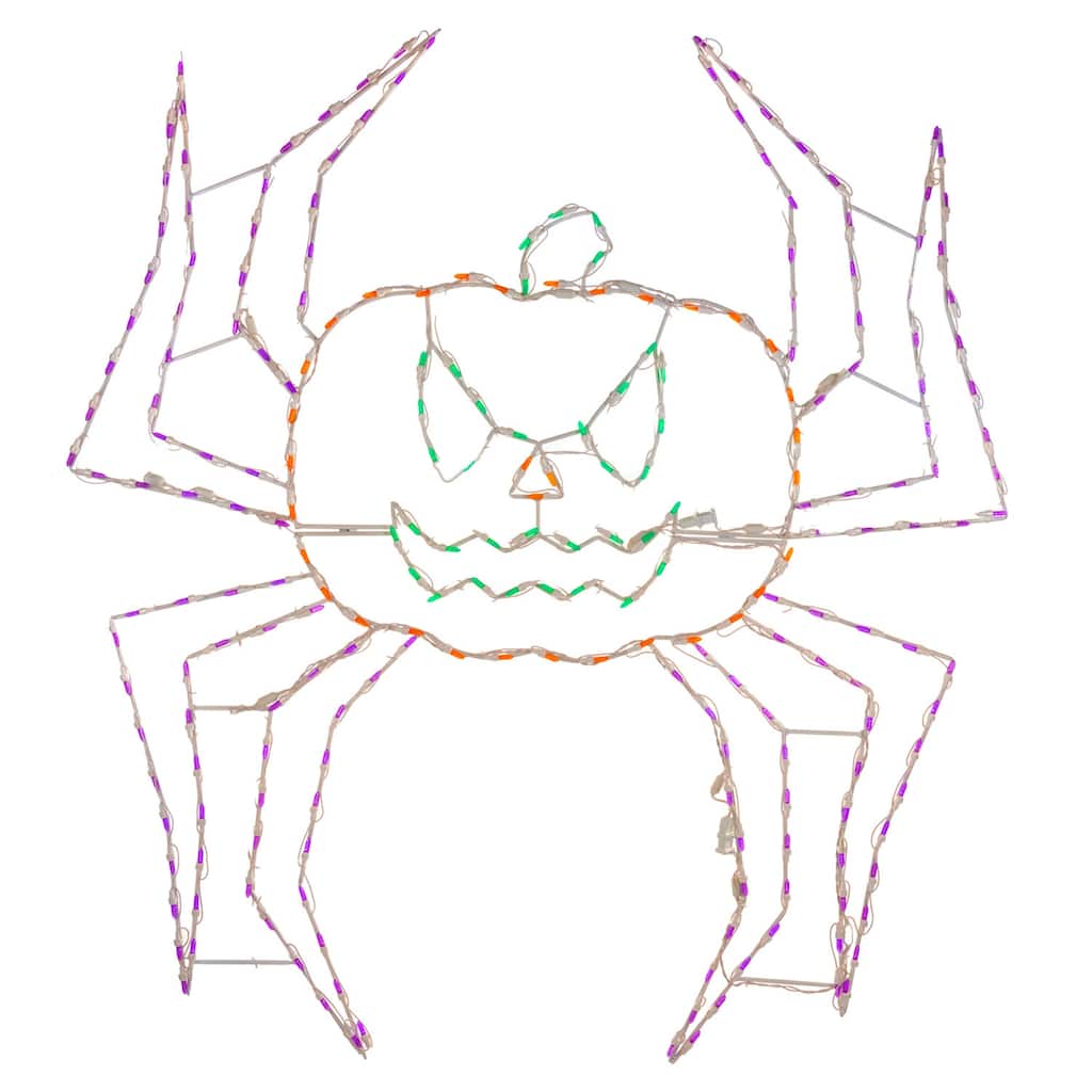 LED Lighted Animated Spider Pumpkin Outdoor Halloween Decoration - 60"