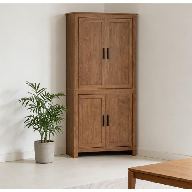 Rossetta Contemporary Chic Freestanding Kitchen Pantry Storage Cabinet with Adjustable Shelves and Back Anti-tipping Strap - Oak