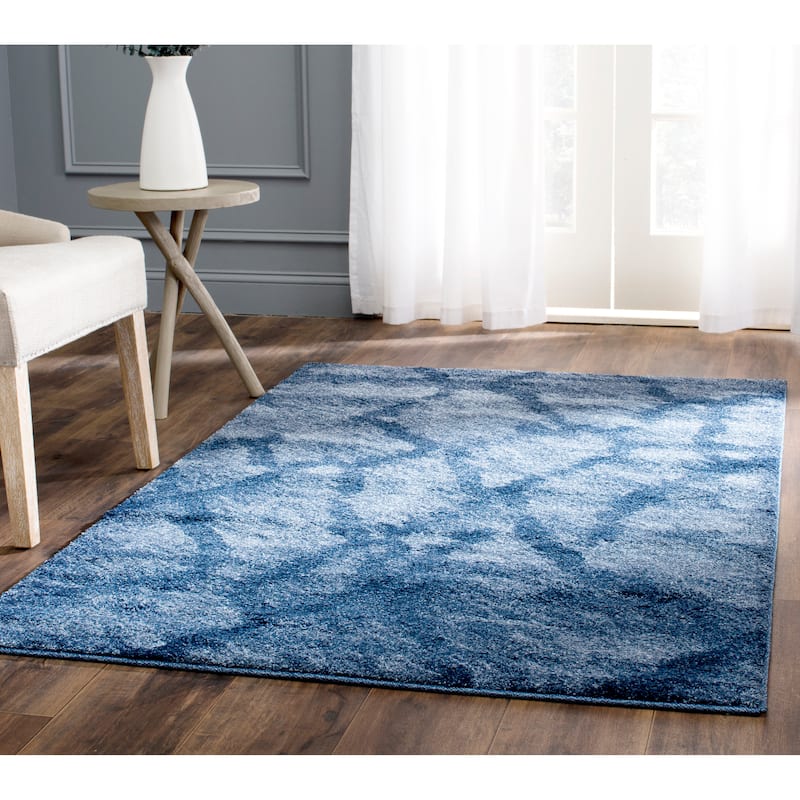 SAFAVIEH Retro Delfina Modern Abstract Distressed Rug - 4' x 6' - Blue/Dark Blue - Runner/Rectangle