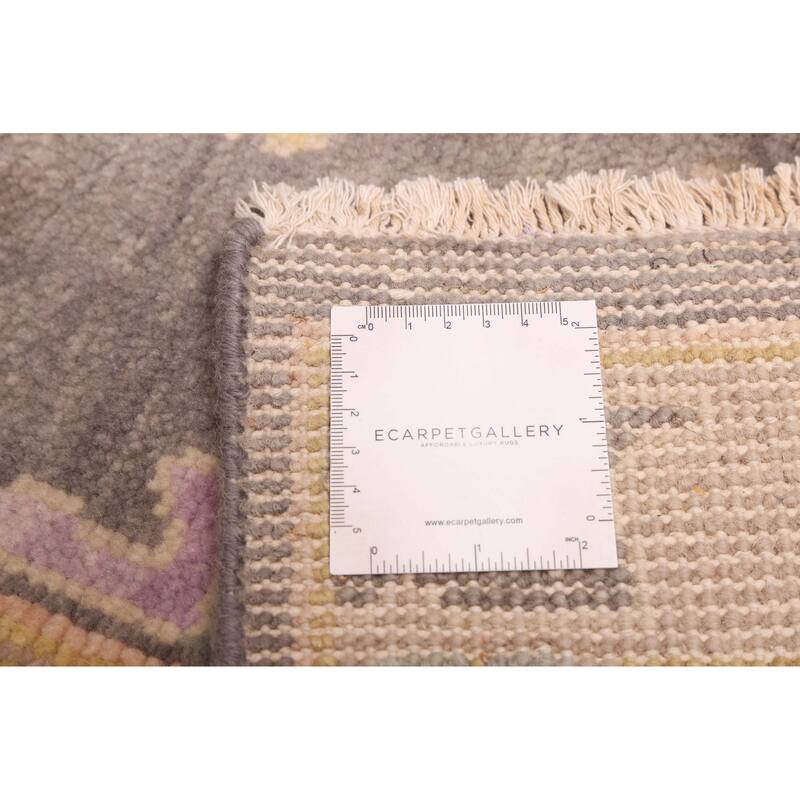 ECARPETGALLERY Hand-knotted Modern Oushak Dark Grey Wool Rug - 7'10 x 9'9