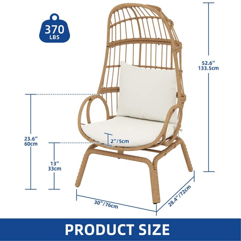 Moasis Outdoor Narrow Wicker Egg Chair Basket with Cushions