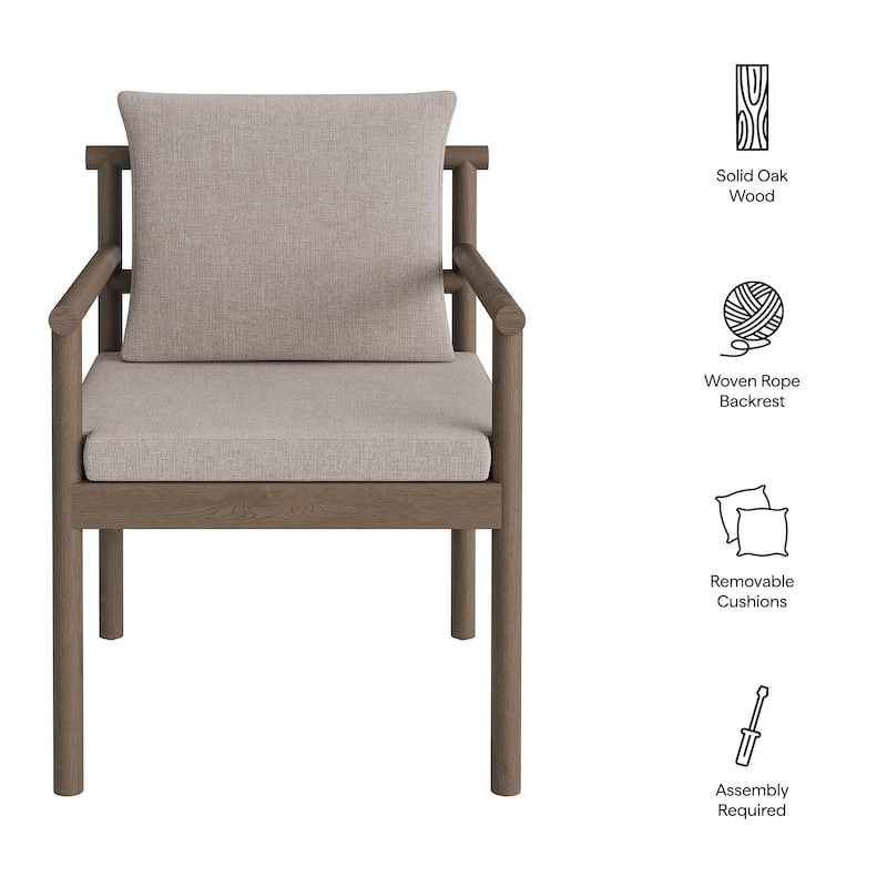 Eleni Outdoor Patio Teak Wood Rope Dining Chair