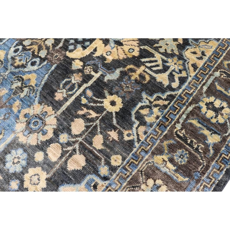 Southwestern Heriz Ziegler Brenna Grey Blue Hand-Knotted Rug - 3'10'' x 5'10''