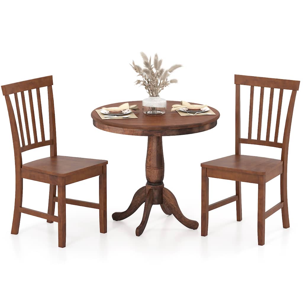 Gymax 3-Piece Dining Kitchen Table Dining Set Mid-Century Round