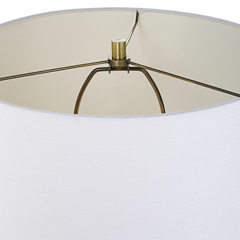 Table Lamp with Drum Shade and Metal Column Base - 27" - Antique Brass Finish