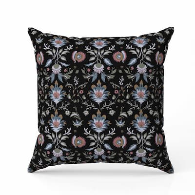Breezy Botanicals Faux Suede Reversible Throw Pillow Black and Pink