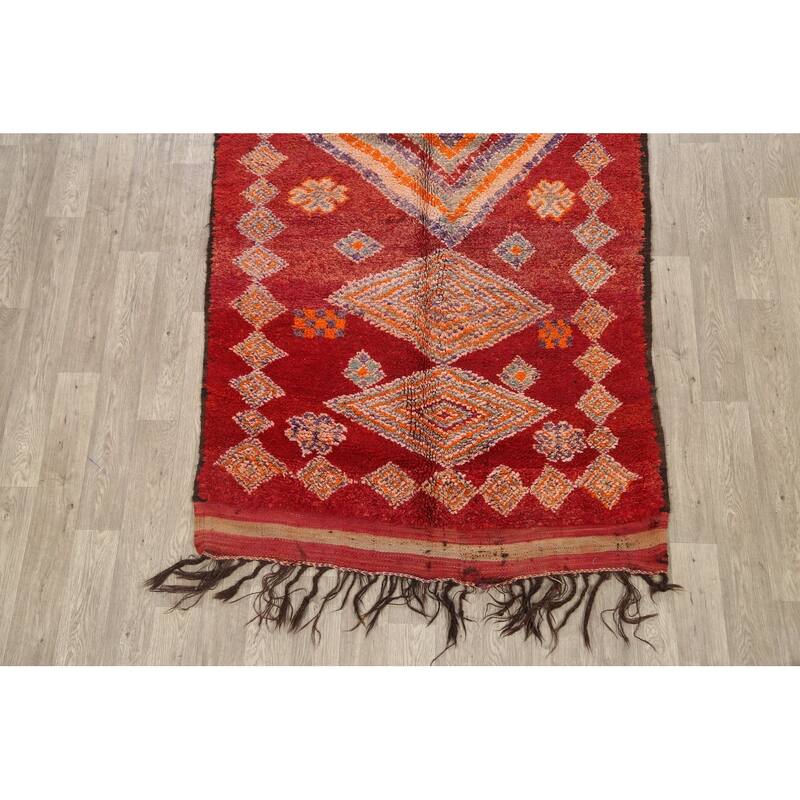 Tribal Moroccan Oriental Area Rug Wool Handmade Bedroom Carpet - 5'1" x 11'1"