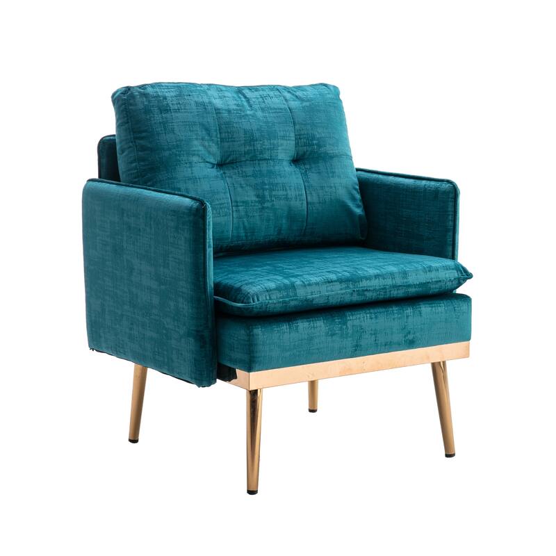 Velvet Upholstered Tufted Accent Chair With Rose Golden feet