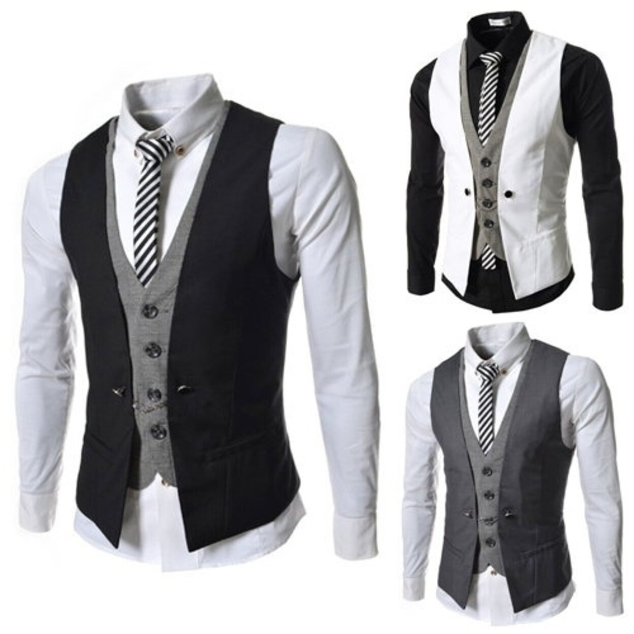 Shop The Plaid Mixed Colors Mens Slim Casual Vest Jacket