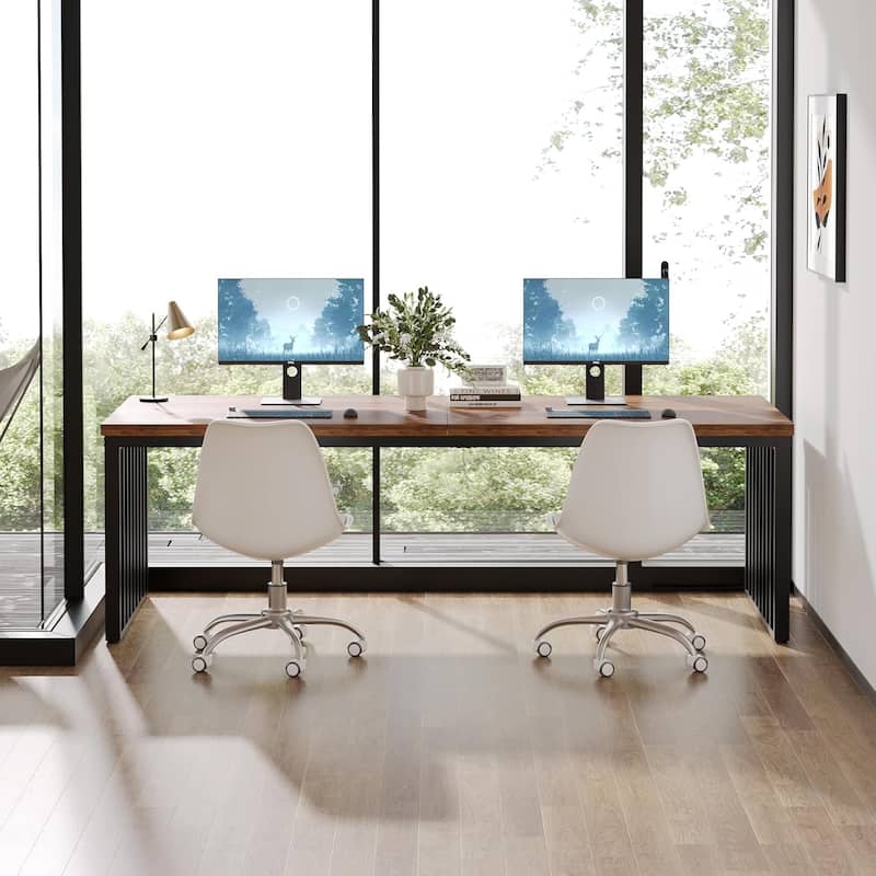 78.74 Inches Double Computer Desk for 2 Person - Extra Long Workstation with Heavy Duty Metal Frame, Large Dual Study Table