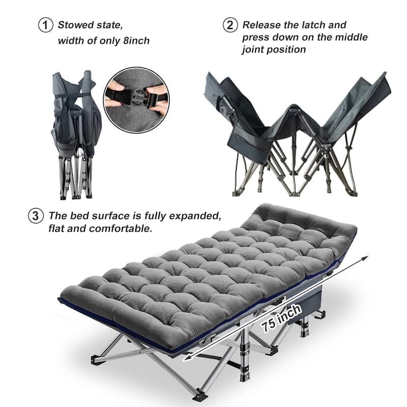 DoCred Portable Folding camping Bed with Mattress, Guest Cot Bed，2PCS - 75"