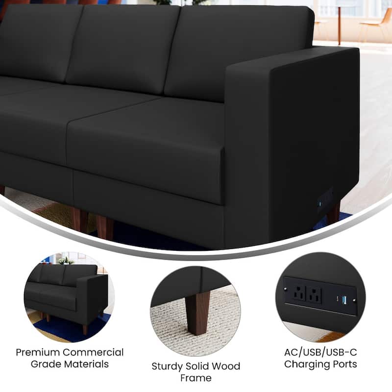 Commercial Modular Right Arm Chair with AC/USB/USB-C Chargers - 28.25"W x 31.5"D x 31.75"H
