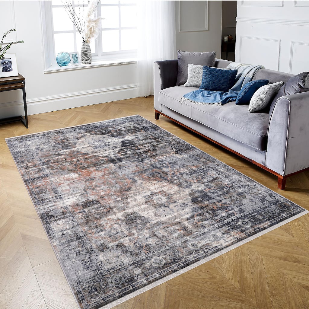 Anna Collection Abstract Multi-colored Area Rug