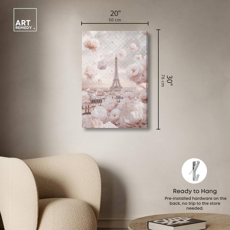Raining Petals in Paris Canvas by Art Remedy, Gallery Wrapped