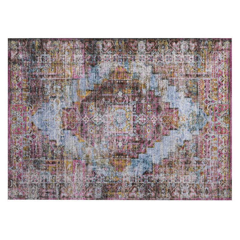 Machine Washable Indoor/Outdoor Boho Traditional Chantille Rug
