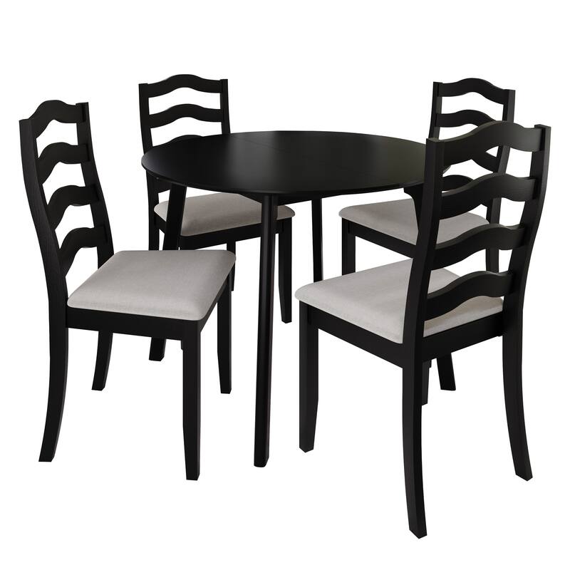 CraftPorch Sophistique 4-Piece Chair and Round Table Wooden Dining Set