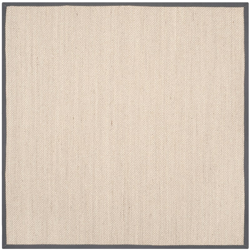 SAFAVIEH Natural Fiber Pacific Casual Border Sisal Rug - 6' Square - Marble/Dark Grey - Square