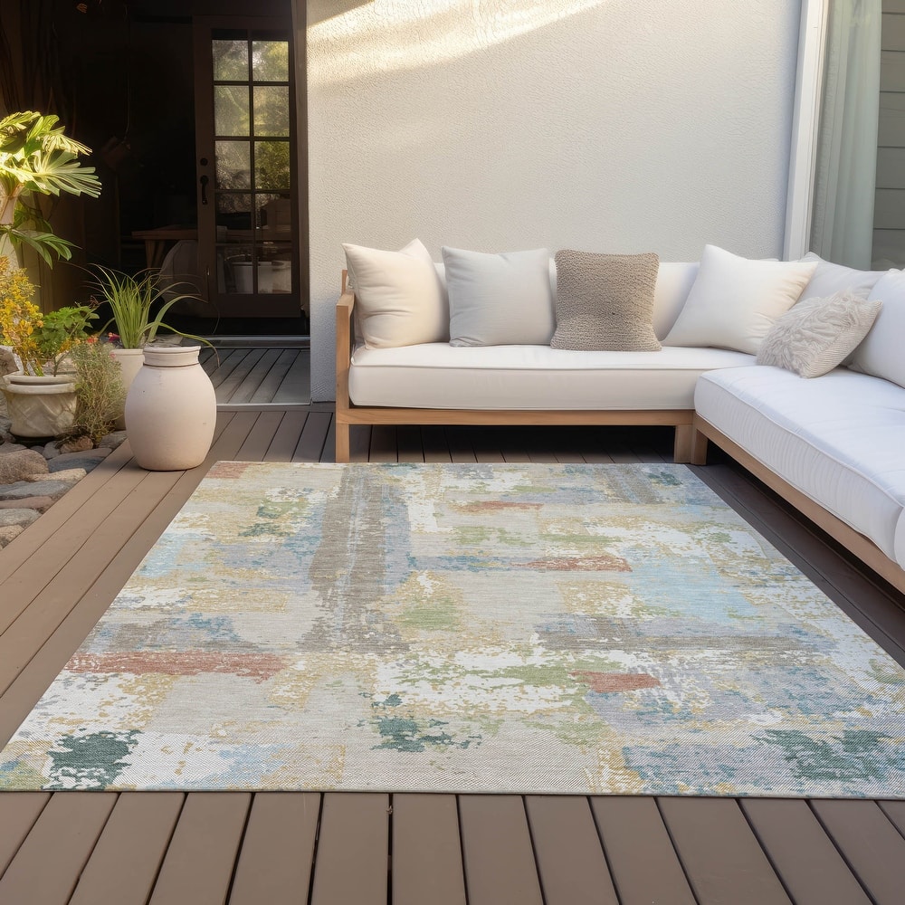 Machine Washable Indoor/Outdoor Casual Contemporary Chantille Rug
