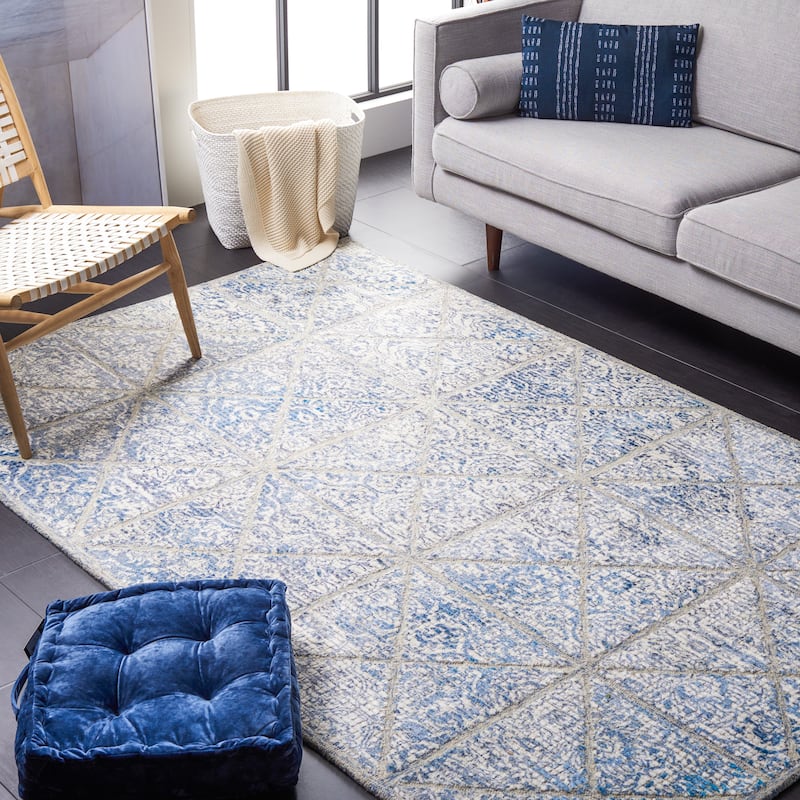 SAFAVIEH Handmade Artistry Itta Wool & Viscose Rug - 6' x 9' - Blue/Natural