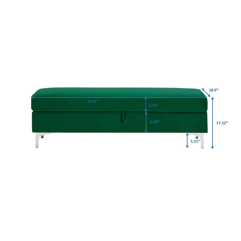 Modern Velvet Ottoman Bench, Storage Ottoman for Home