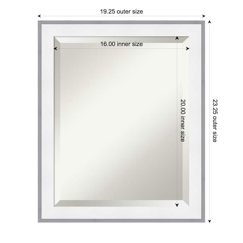 Maya Beveled Framed Bathroom Vanity Wall Mirror - 19 x 23 in - Maya White Silver
