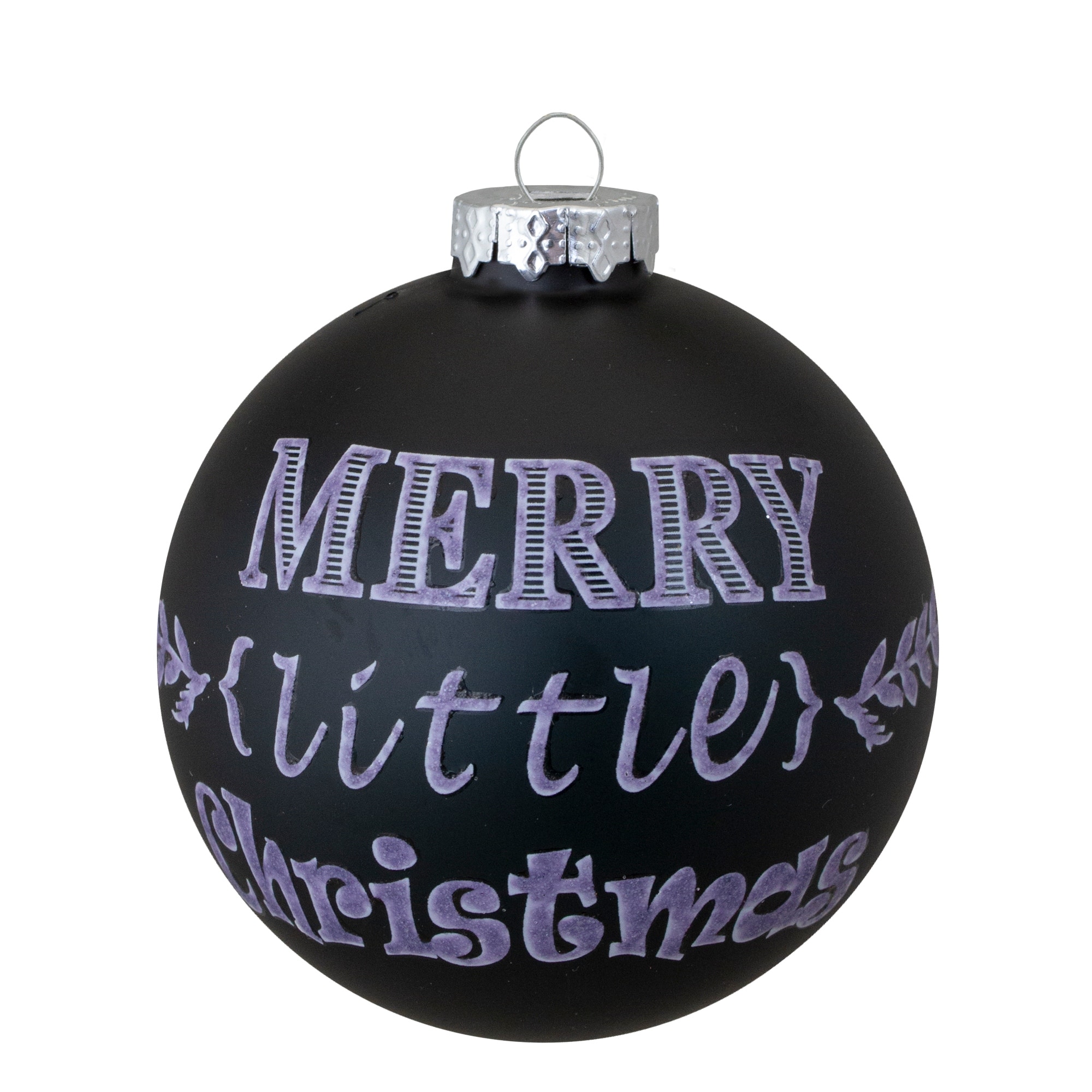 4ct Matte Black Merry Little Christmas Glass Ball Ornaments 2.5-Inch ...