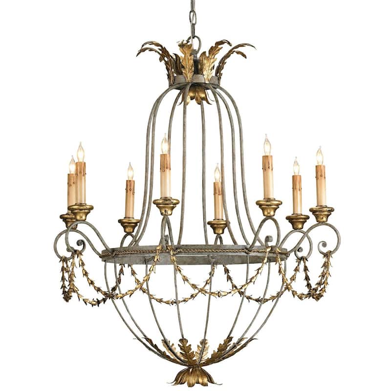 Currey & Company Elegance Chandelier - 34"h x 29"dia - 34"h x 29"dia - Etruscan/Gold Leaf