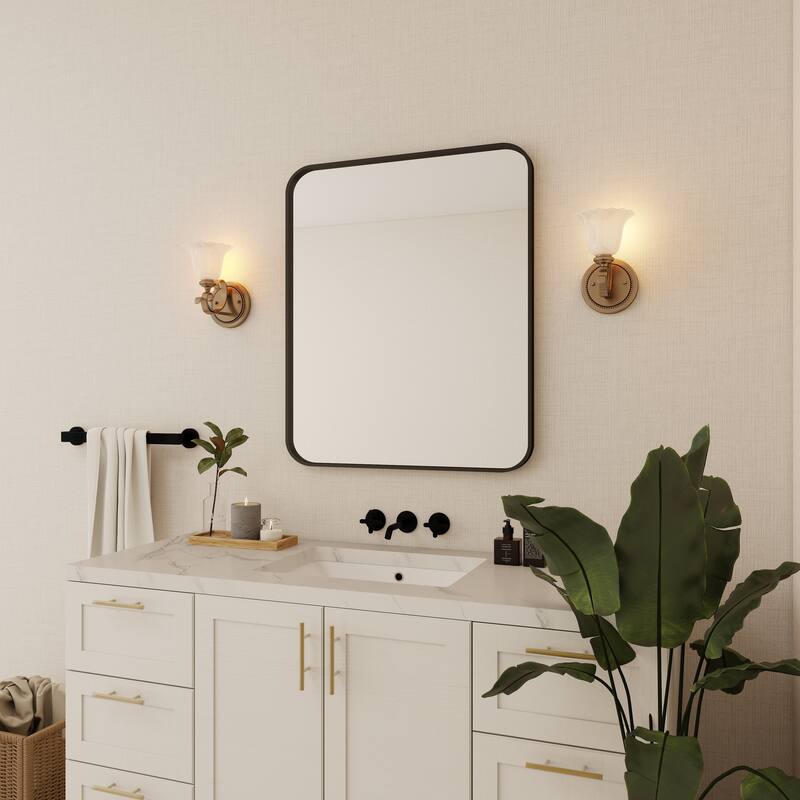 Organnice Rectangular Aluminum Frame Vanity Bathroom Mirror with Clear Glass