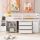 preview thumbnail 2 of 55, Full Size Loft Bed with Retractable Desk, Storage Drawers, and Stairs, Space-Saving