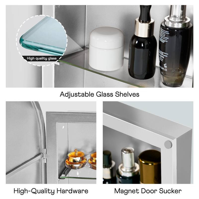 Set of 2 Recessed Metal Framed Medicine Cabinet
