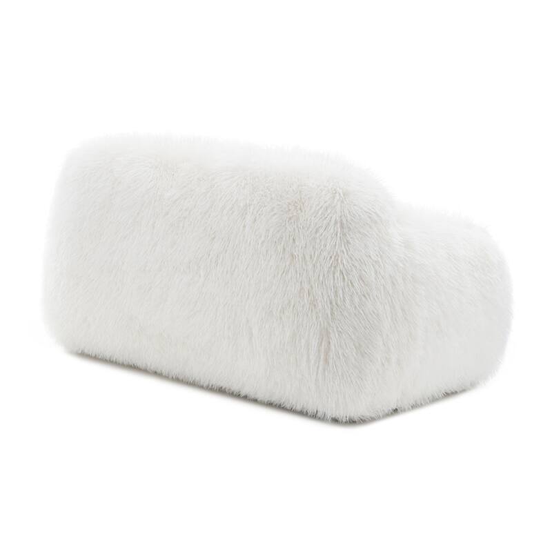 Furniture of America Cynra Modern 66-inch Faux Fur Loveseat with Ball Pillow