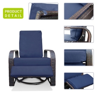 Garden Swivel Recliner , Wicker Chairs Fabric Cushions Single Lounger ...