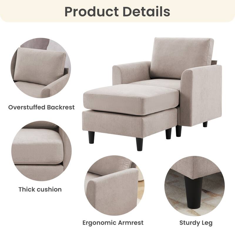 Snow Velvet Sectional Sofa