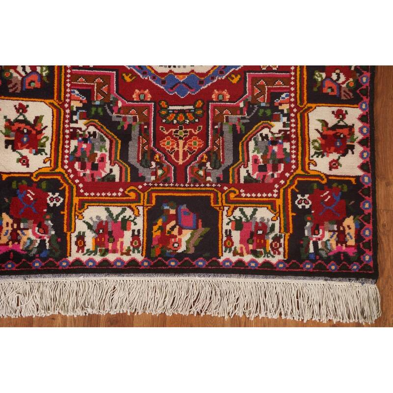 Hand Knotted Oriental 100% Wool Carpet Traditional Medallion Red Bakhtiari Area Rug - 4' 7'' X 3' 5''