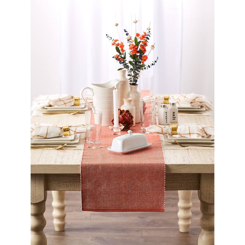 DII Black & White 2-Tone Ribbed Table Runner