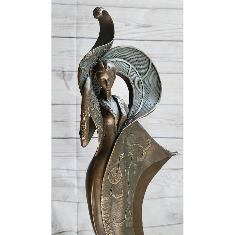 Signed Original Kin A Tribute To Erte Bronze Sculpture Marble Figurine Figure