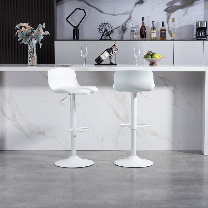 Adjustable Swivel Bar Stools Set of 2 - Modern Counter Height Kitchen Island Chairs with Back Support