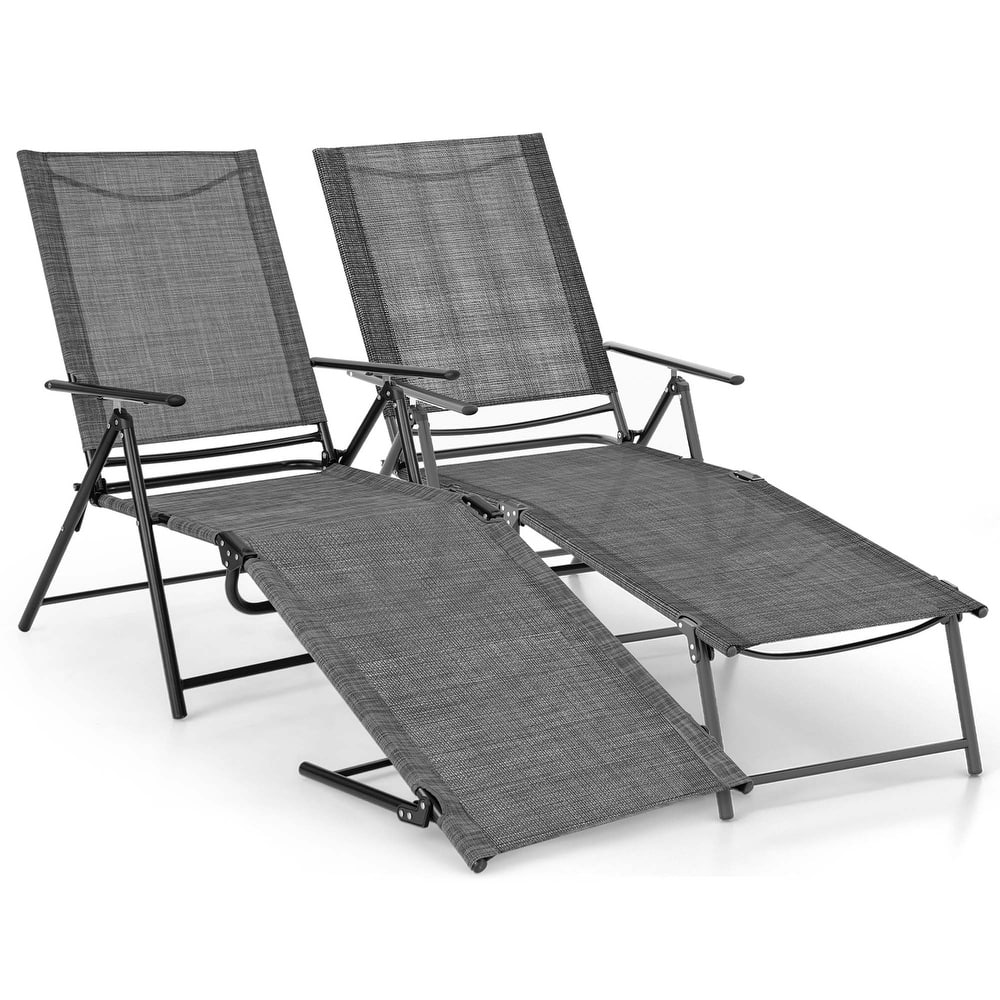 Costway 2 Piece Patio Folding Chaise Lounge Chairs with 6-Level - See Details