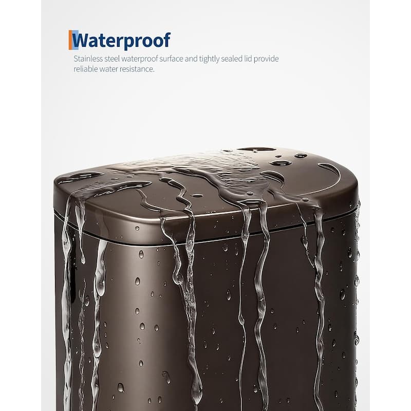 13 Gallon Step-on Stainless Steel Kitchen Trash Can, Rustproof Garbage Can with Lid