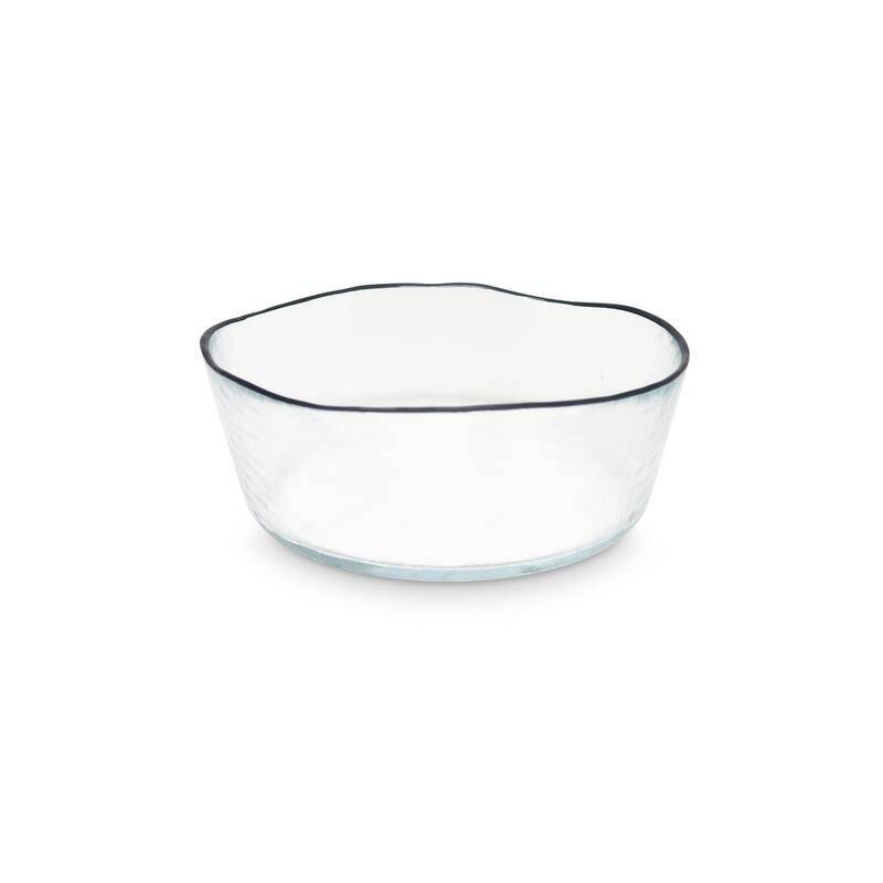 Set of 4 Organic Shaped Soup Bowls with Rim - Appetizer Plate - Black