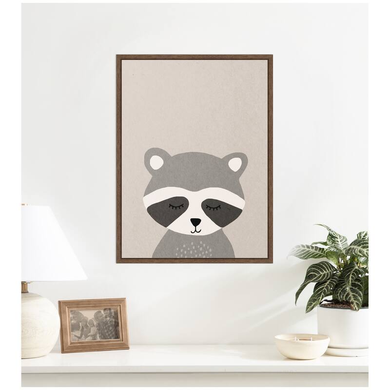 Kate and Laurel Raccoon by July Art Prints Framed Canvas Wall Art Print