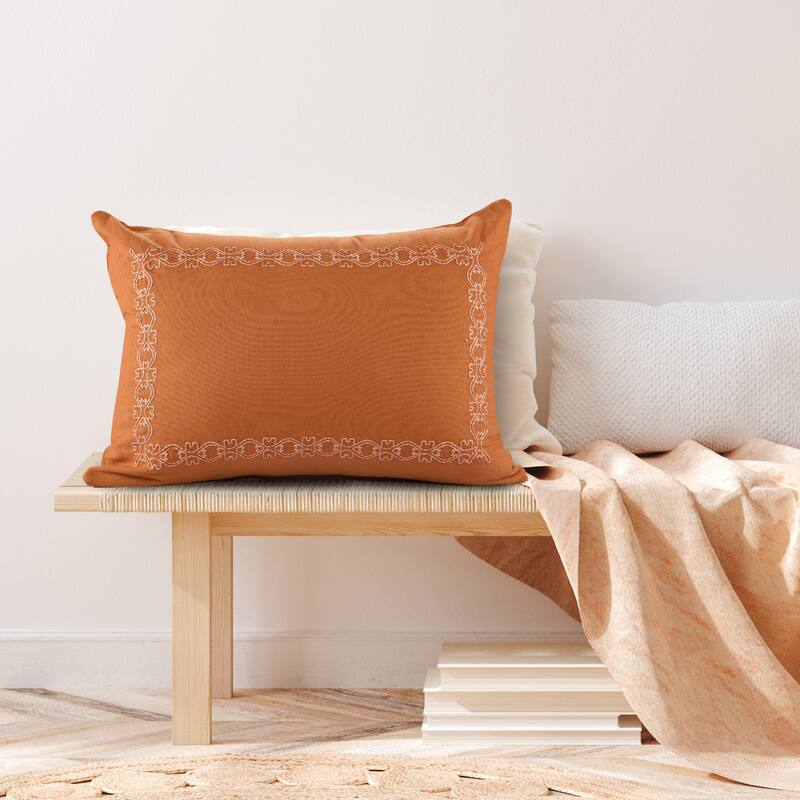 Sevita Dainty and Delicate Embroidered Border Throw Pillow