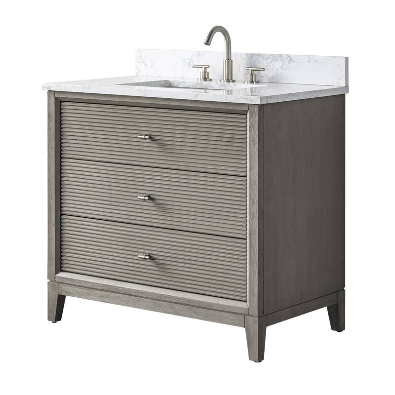 Vanity Art 36" Freestanding Bathroom Vanity with Engineered Marble Top and Sink