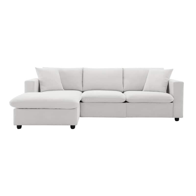 100.4" L-shaped Triple Sofa with Two Throw Pillows