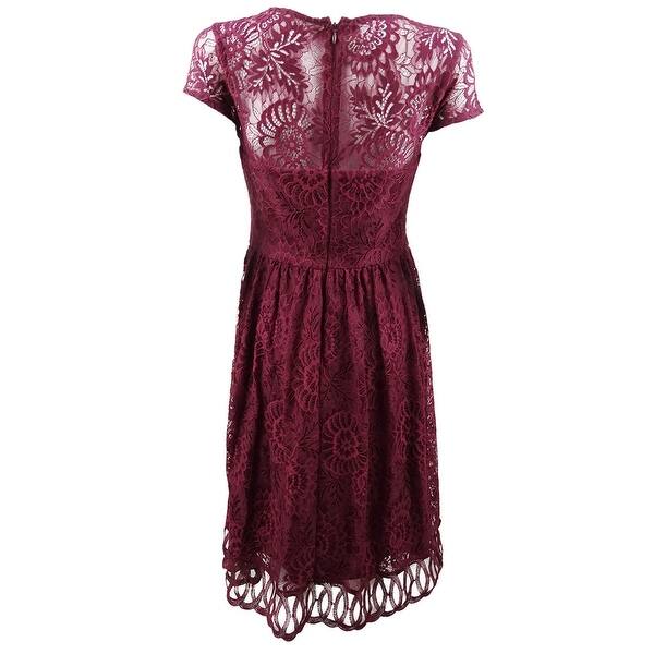 kensie lace fit and flare dress Kensie Women's Scallop Lace Navy Dress