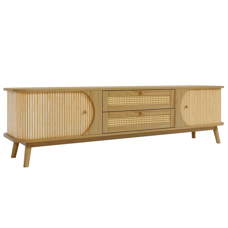 Rustic TV Cabinet for 75" TVs, Farmhouse Entertainment Center with Cable Management & Ample Storage