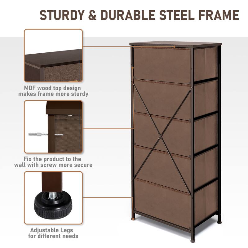 VredHom 5 Drawers Vertical Dresser Storage Tower